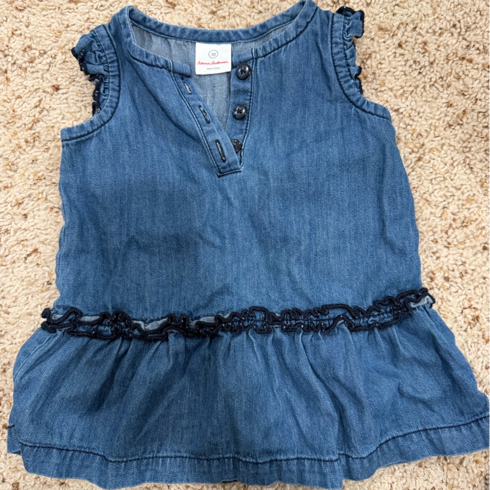 Hanna Andersson Blue Denim Ruffle Tank Top